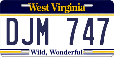 WV license plate DJM747