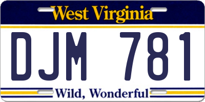 WV license plate DJM781