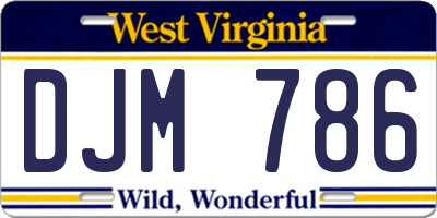 WV license plate DJM786