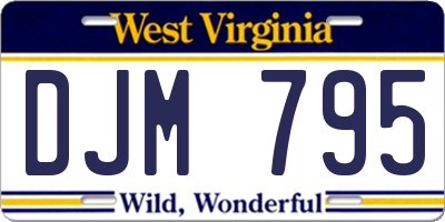 WV license plate DJM795