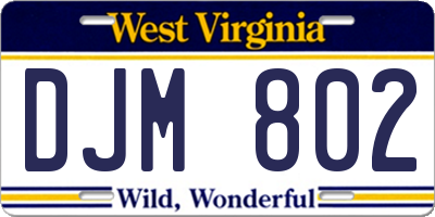 WV license plate DJM802