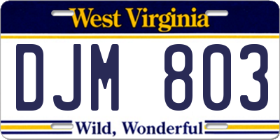 WV license plate DJM803