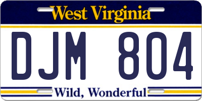 WV license plate DJM804