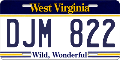 WV license plate DJM822