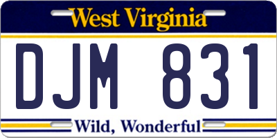 WV license plate DJM831