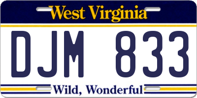 WV license plate DJM833