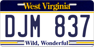 WV license plate DJM837