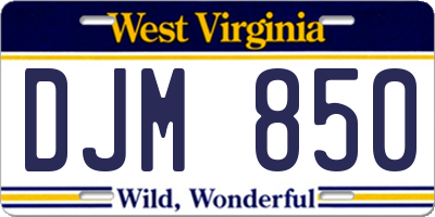 WV license plate DJM850