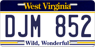 WV license plate DJM852