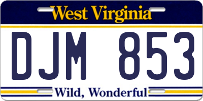 WV license plate DJM853