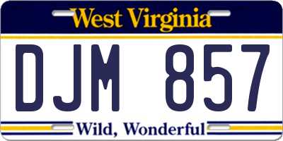 WV license plate DJM857