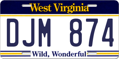 WV license plate DJM874