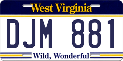 WV license plate DJM881