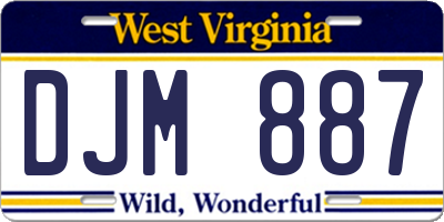 WV license plate DJM887