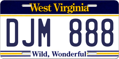 WV license plate DJM888