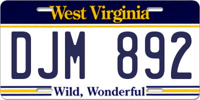 WV license plate DJM892