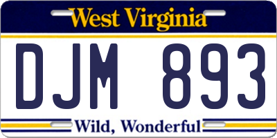 WV license plate DJM893