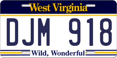 WV license plate DJM918