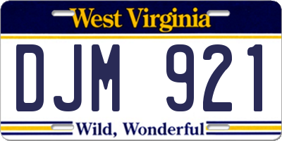 WV license plate DJM921