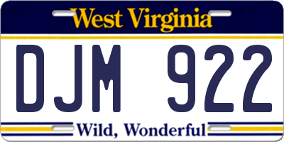 WV license plate DJM922