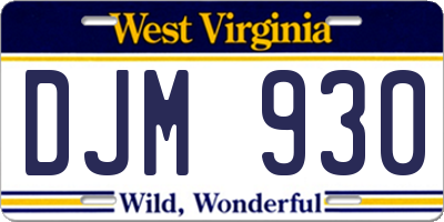 WV license plate DJM930