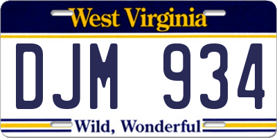 WV license plate DJM934