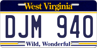 WV license plate DJM940