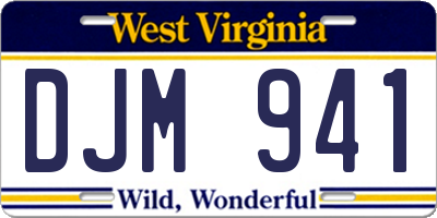 WV license plate DJM941