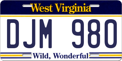 WV license plate DJM980