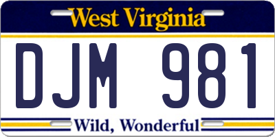 WV license plate DJM981