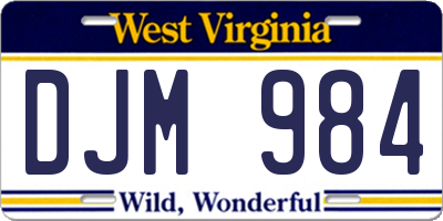 WV license plate DJM984