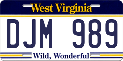 WV license plate DJM989