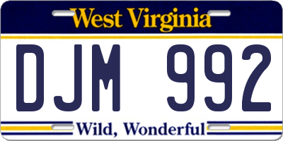 WV license plate DJM992