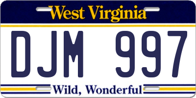 WV license plate DJM997