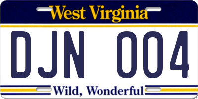 WV license plate DJN004