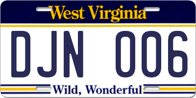 WV license plate DJN006