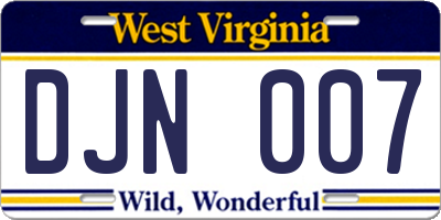 WV license plate DJN007