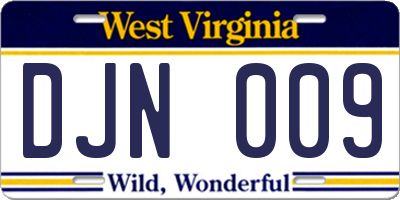 WV license plate DJN009