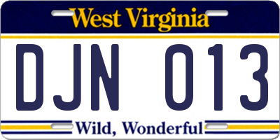 WV license plate DJN013