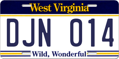 WV license plate DJN014