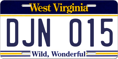 WV license plate DJN015