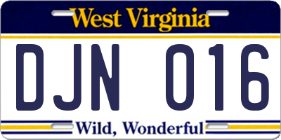 WV license plate DJN016