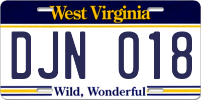WV license plate DJN018