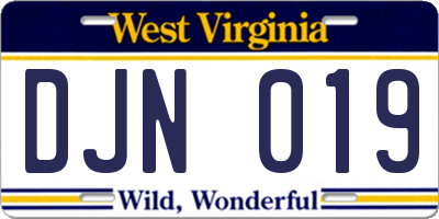 WV license plate DJN019