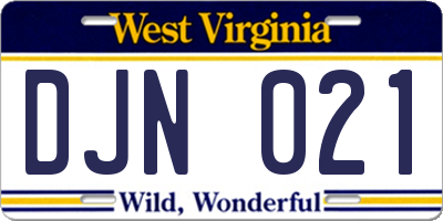 WV license plate DJN021
