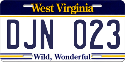 WV license plate DJN023