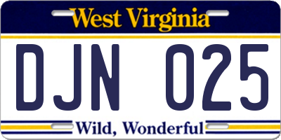 WV license plate DJN025