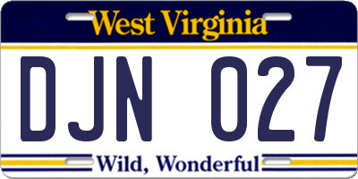 WV license plate DJN027