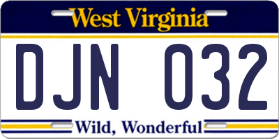 WV license plate DJN032