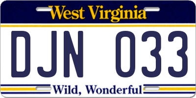 WV license plate DJN033